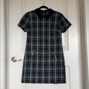 black plaid collared dress